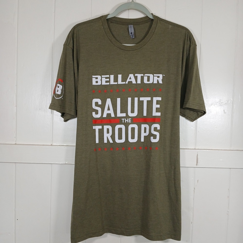 Bellator Salute the Troops T-Shirt Mens XL Olive Green MMA‎ Graphic Tee
